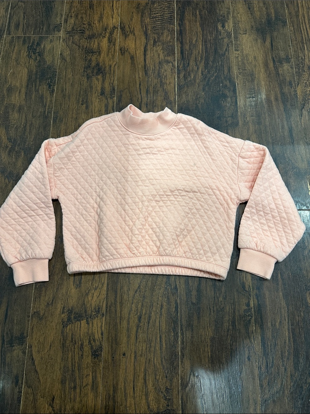 Girls Quilted Mock Neck Sweater - Peach